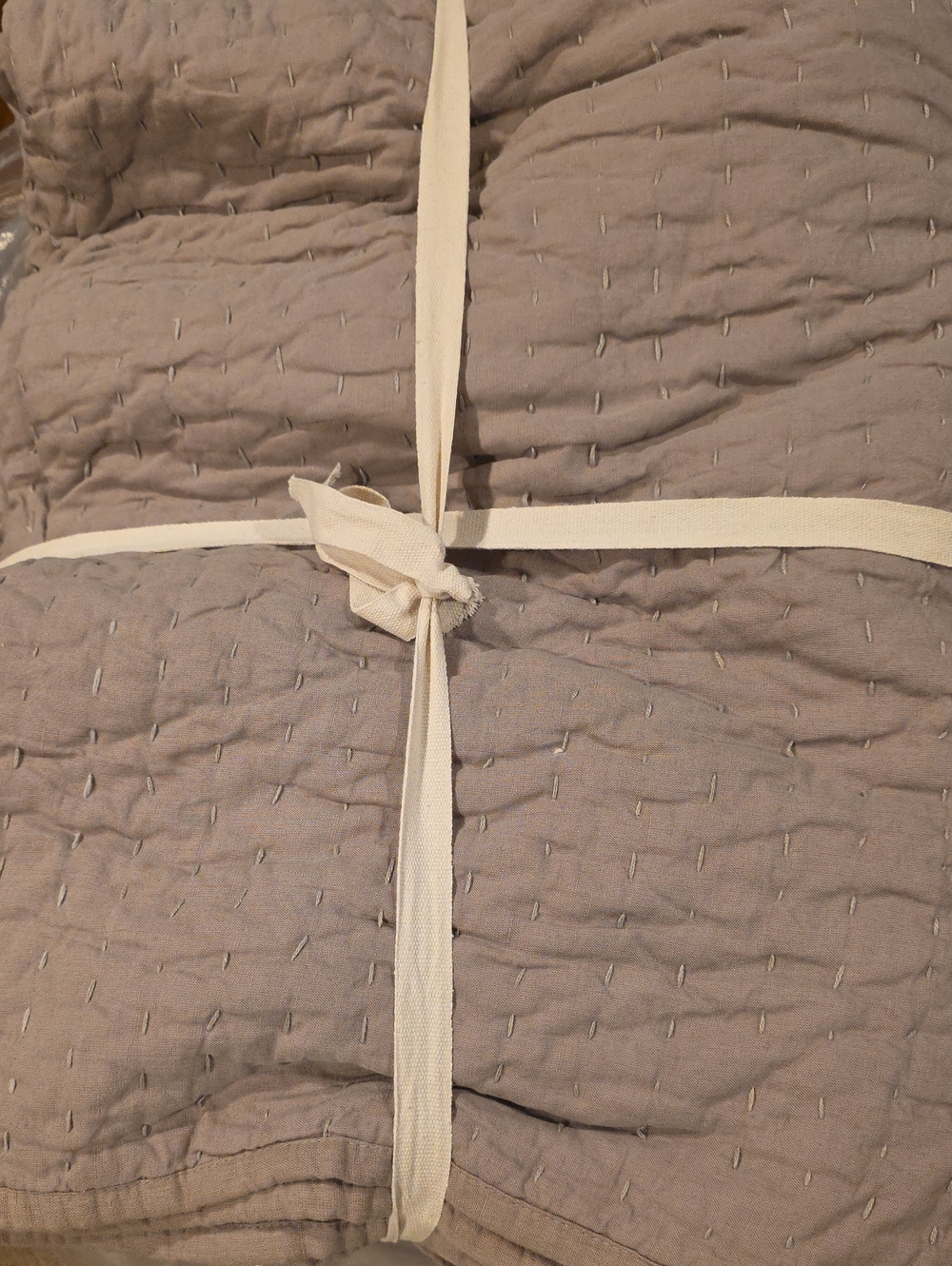 Quince European Linen Cotton Stitch Quilt - Twin - Stone